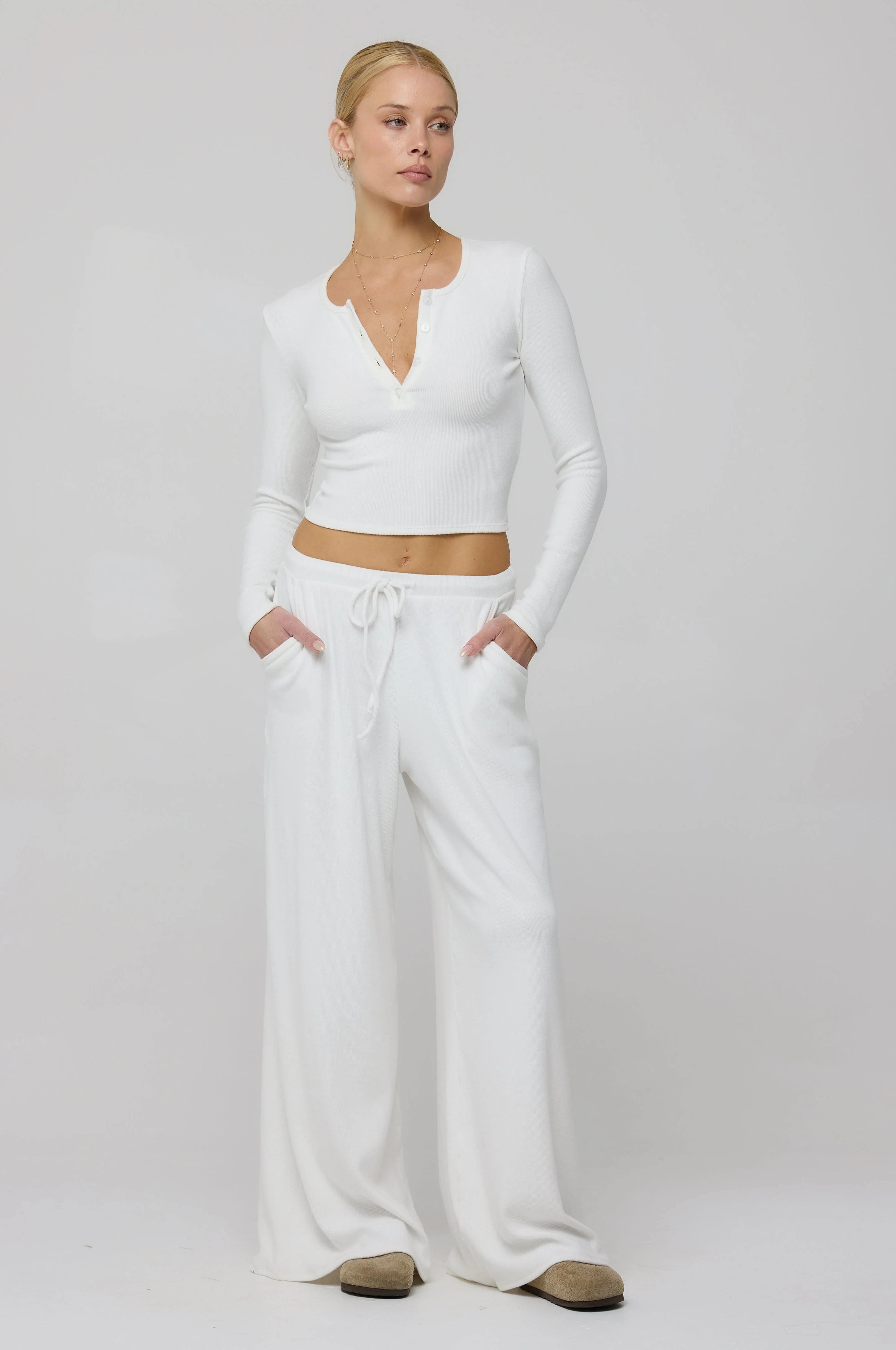 Chase Rib Pant in White - Image 3
