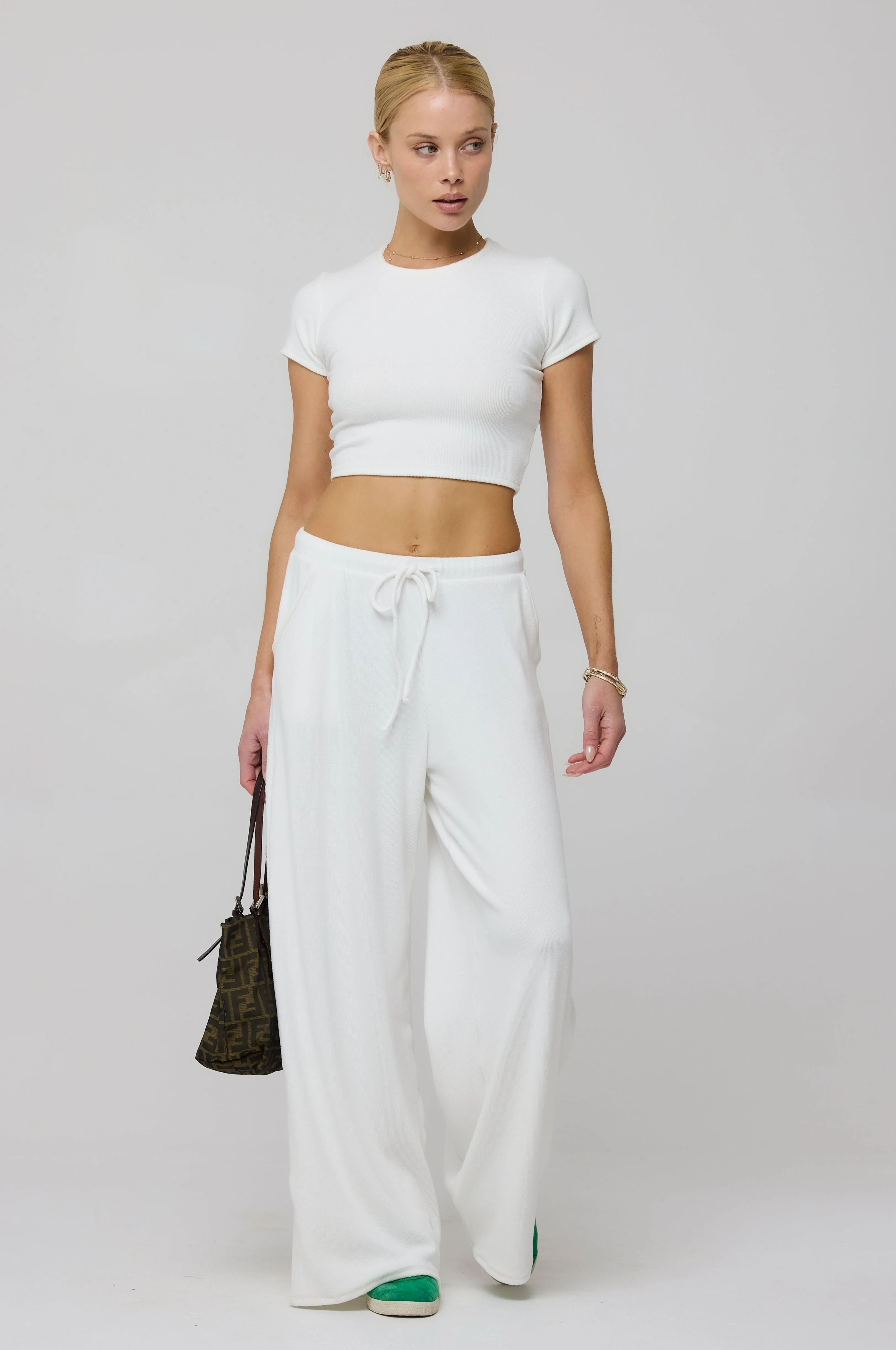 Chase Rib Pant in White - Image 5