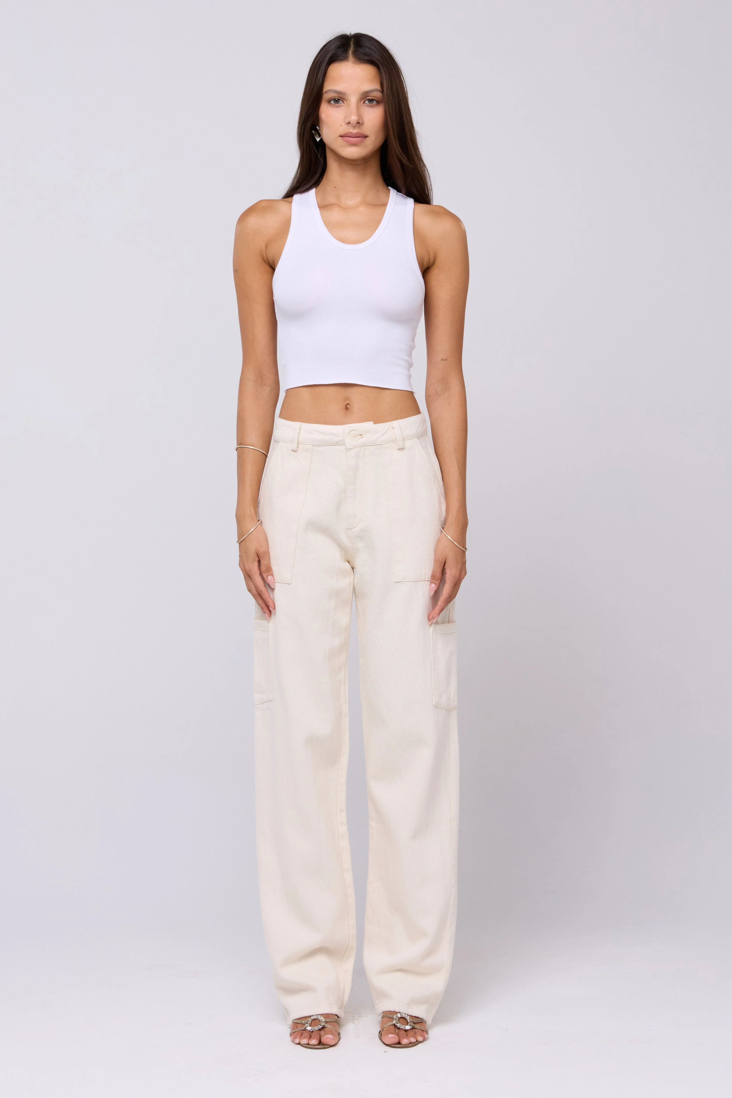 Elsa Cargo Pant in Cream - Image 3
