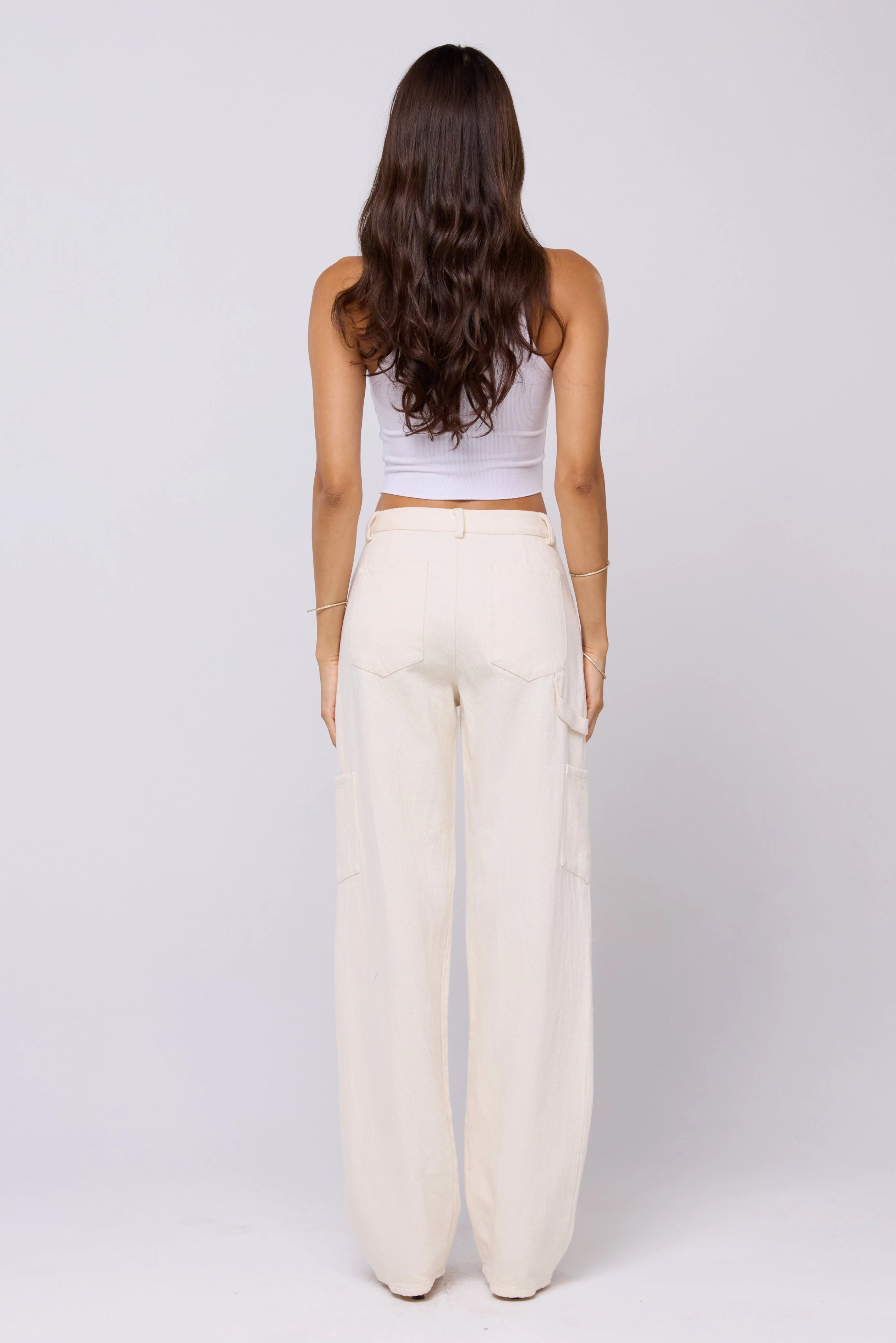 Elsa Cargo Pant in Cream - Image 4