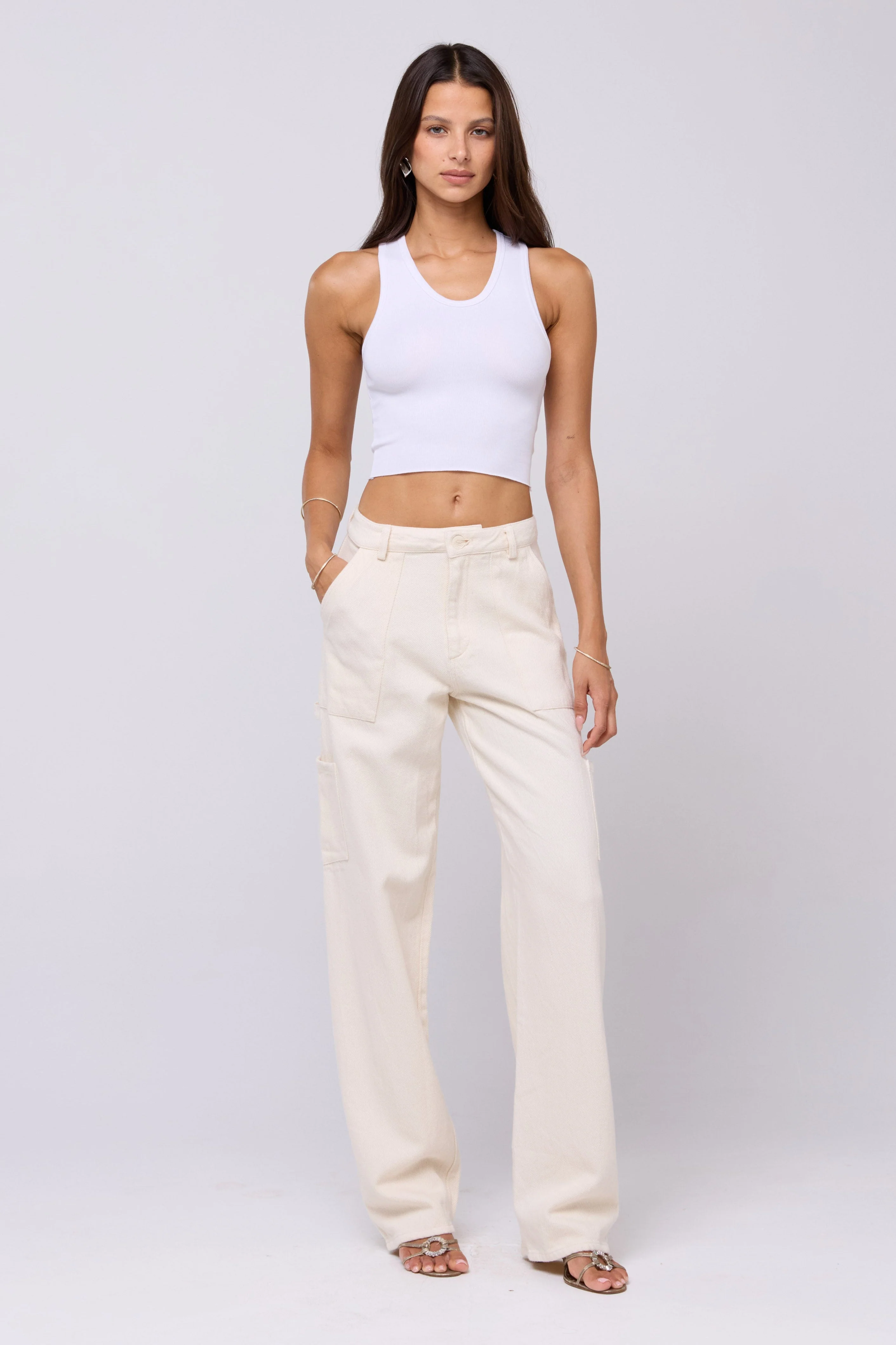 Elsa Cargo Pant in Cream - Image 5