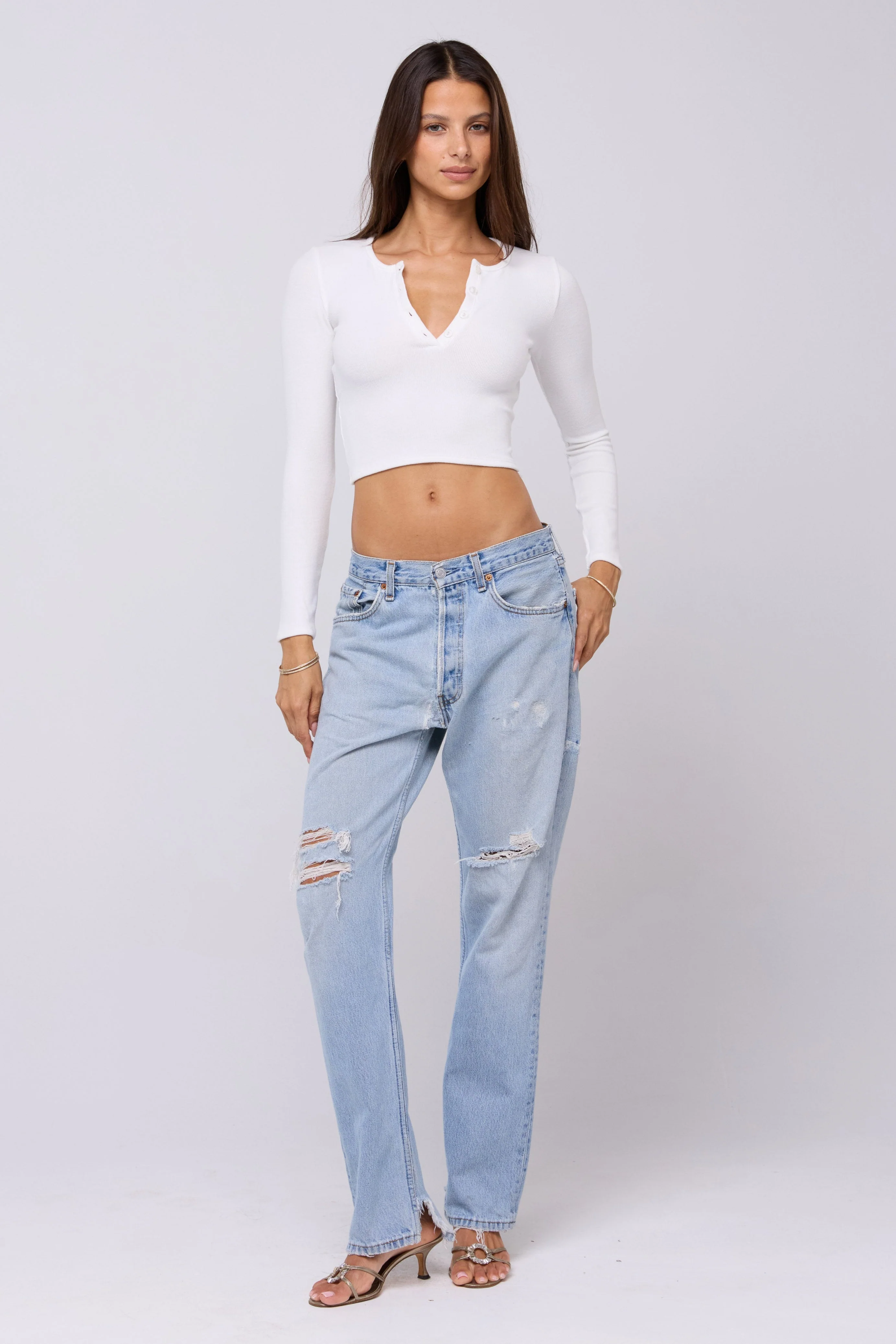 Henley Rib in White