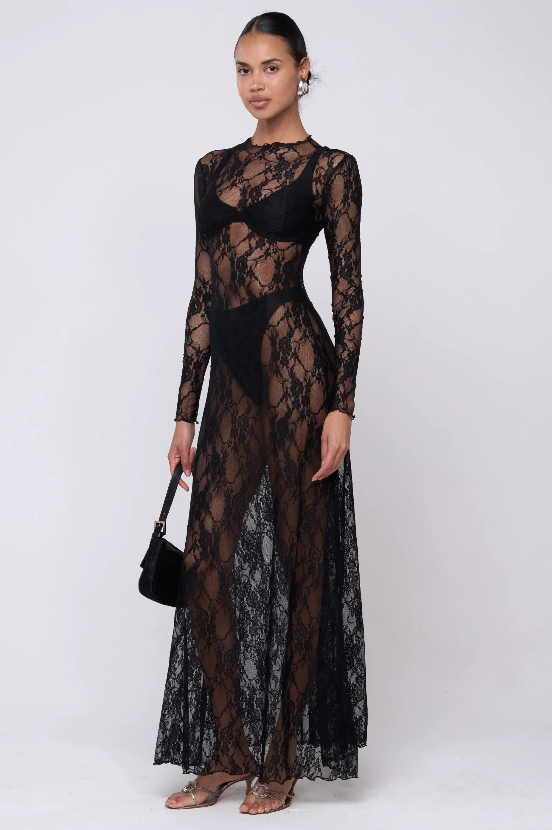 Lyon Lace Dress in Black Lace - Image 2