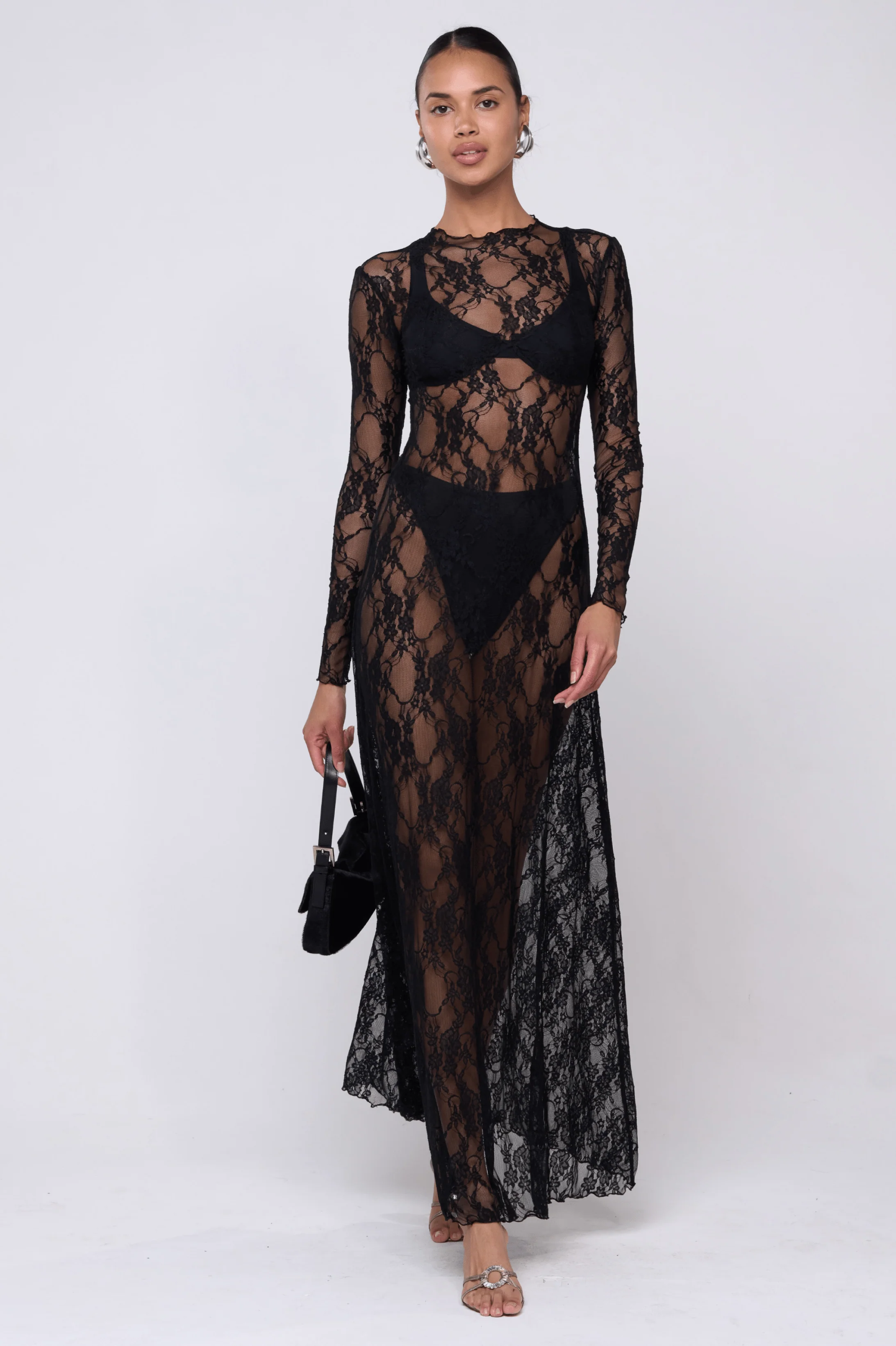 Lyon Lace Dress in Black Lace - Image 3