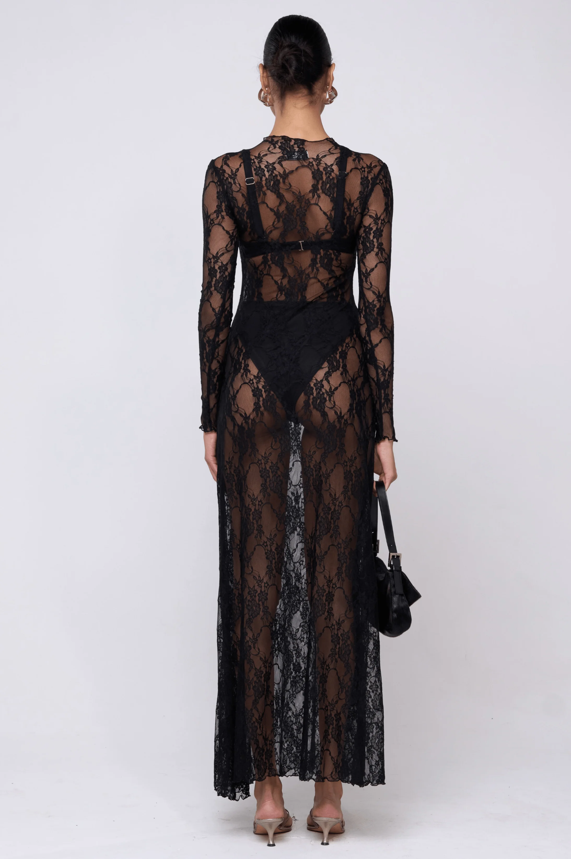 Lyon Lace Dress in Black Lace - Image 4