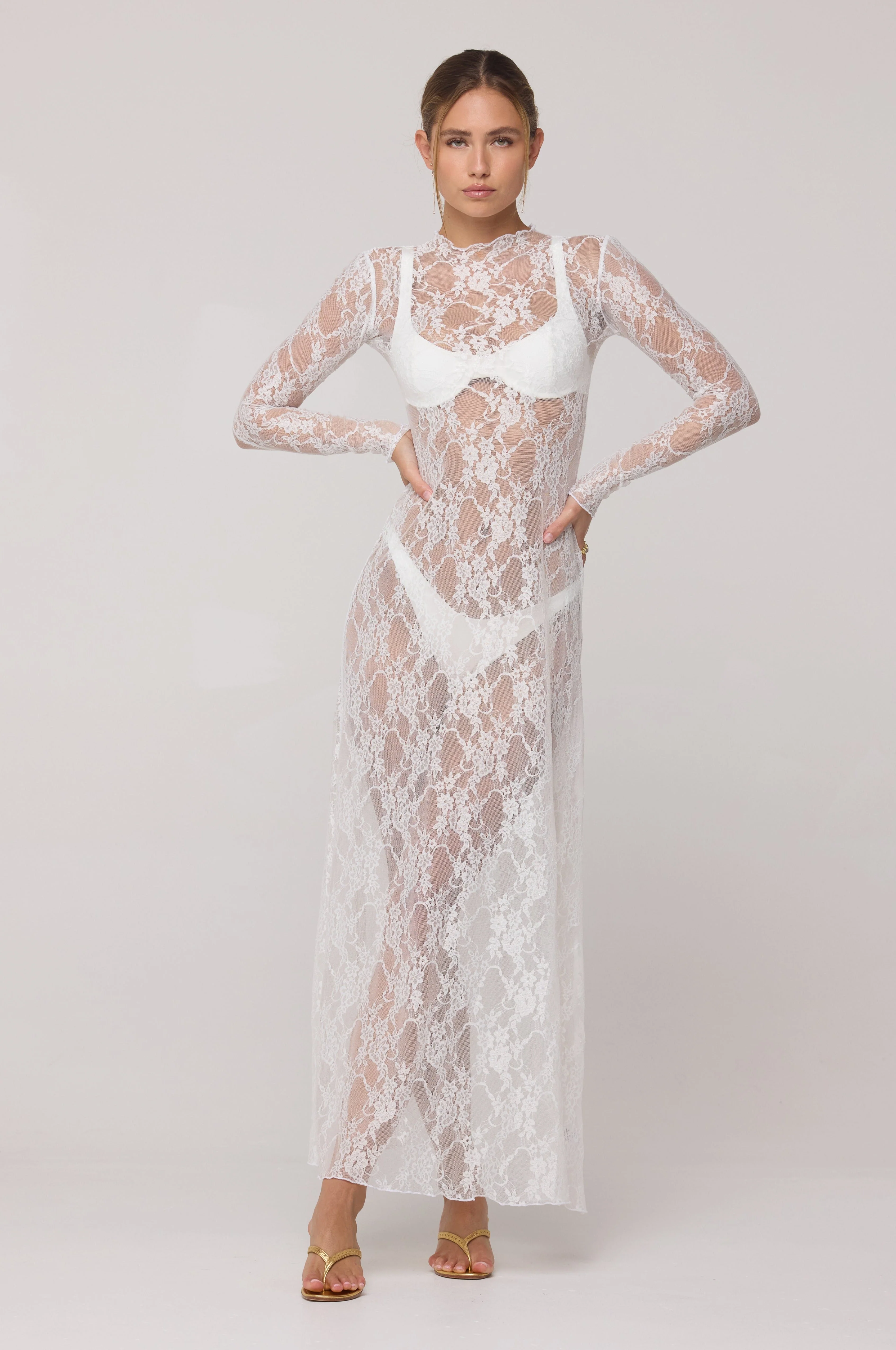 Lyon Lace Dress in White Lace - Image 5